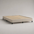 Cadre de lit rectangulaire tissu polyester bouclé beige avec sommier à lattes 160 x 200 cm