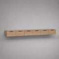 Étagère murale chêne clair en MDF avec 6 portes de rangement 240x35x30 cm