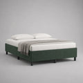 Lit double cadre de lit rembourré en tissu polyester vert sans tête de lit 160 x 200 cm