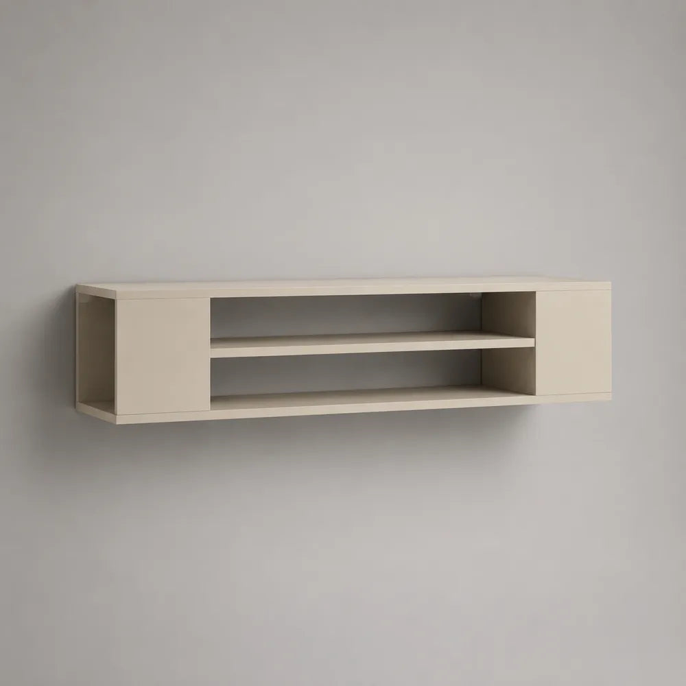 Meuble TV mural en MDF blanc avec étagères ouvertes forme rectangulaire 180 x 35 x 35 cm